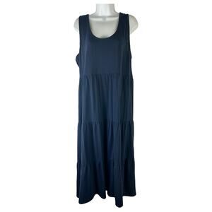 J. Crew Tiered Maxi Dress Navy Blue Cotton NWT sz L